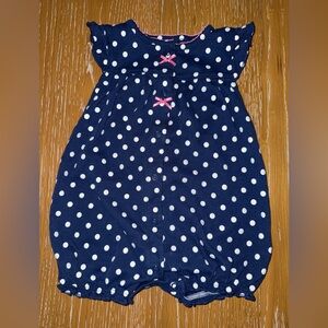 Simple Navy and White Polka Dot Kids One Piece